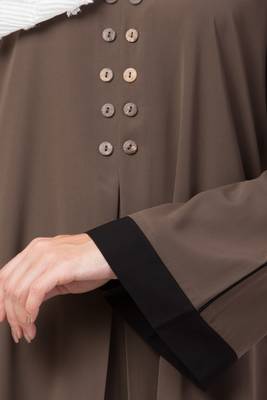 MRC Women A-Line Casual abaya with piping work- Chiku 5