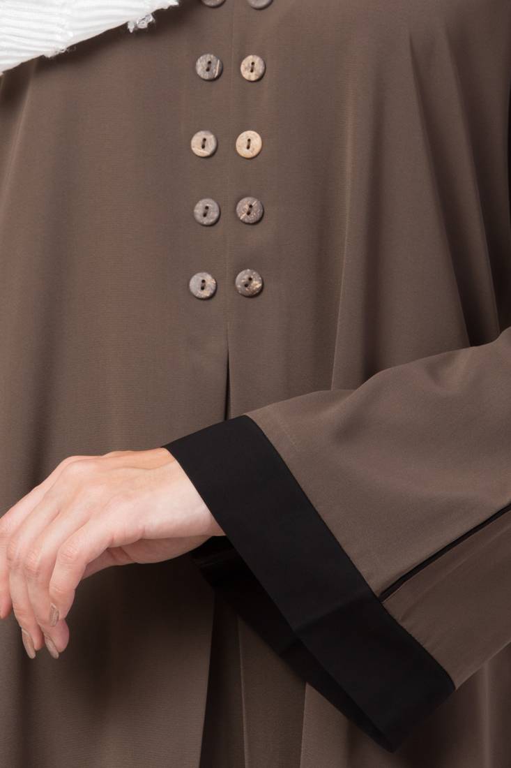 MRC Women A-Line Casual abaya with piping work- Chiku