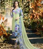 Parrot-green digital print crepe salwar