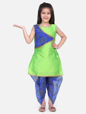 Green Panel Kurti Dhoti For Baby Girls 1