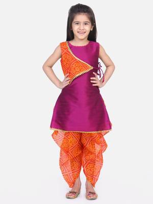 Purple Panel Kurti Dhoti For Baby Girls 1