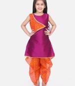Purple Panel Kurti Dhoti For Baby Girls