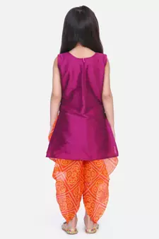 Purple Panel Kurti Dhoti For Baby Girls
