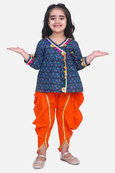 Indgo  Block Print Cotton Full Sleeve Front Open Angrakha