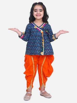 Indgo  Block Print Cotton Full Sleeve Front Open Angrakha 1