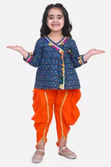 Indgo  Block Print Cotton Full Sleeve Front Open Angrakha