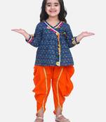 Indgo  Block Print Cotton Full Sleeve Front Open Angrakha