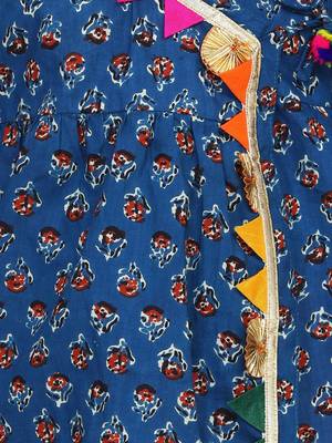 Indgo  Block Print Cotton Full Sleeve Front Open Angrakha 4
