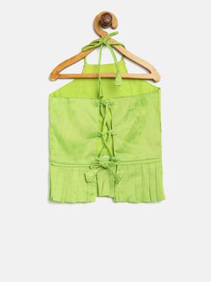 Green Hand Embroidered Grecian Neck Top Dhoti 3