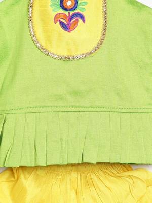 Green Hand Embroidered Grecian Neck Top Dhoti 4