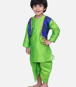 Green Attached Jacket Bandhani Dhoti Kurta