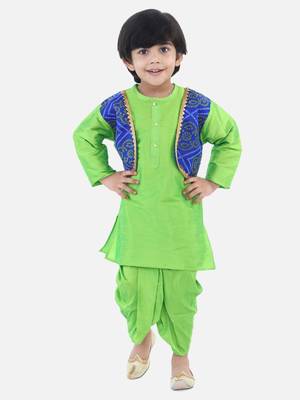 Green Attached Jacket Bandhani Dhoti Kurta 2