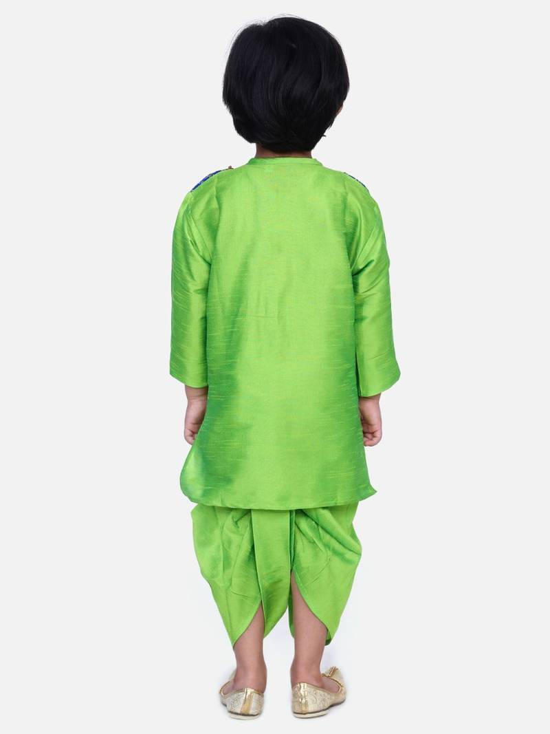 Green Attached Jacket Bandhani Dhoti Kurta