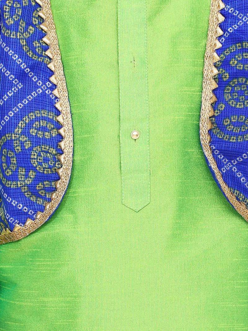Green Attached Jacket Bandhani Dhoti Kurta