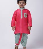 Pink Pocket Embroidery Dhoti Kurta For Baby Boy