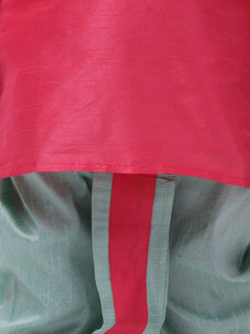 Pink Pocket Embroidery Dhoti Kurta For Baby Boy