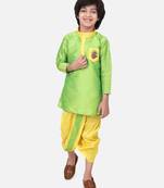 Green Pocket Embroidery Dhoti Kurta For Baby Boy