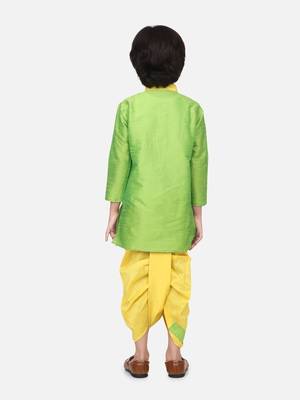 Green Pocket Embroidery Dhoti Kurta For Baby Boy 3