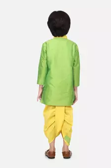 Green Pocket Embroidery Dhoti Kurta For Baby Boy