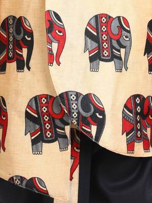 Black Hathi Print Full Sleeve Sherwani Dhoti 4