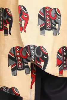 Black Hathi Print Full Sleeve Sherwani Dhoti