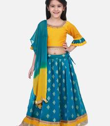 Green Chiffon Brocade Lehenga choli for Girls