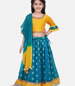 Green Chiffon Brocade Lehenga choli for Girls