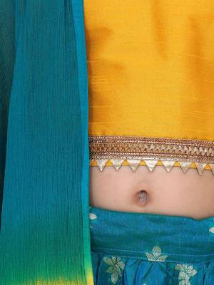 Green Chiffon Brocade Lehenga choli for Girls 5