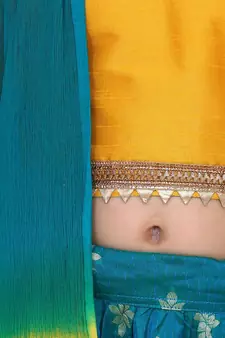 Green Chiffon Brocade Lehenga choli for Girls