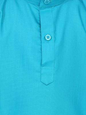 Teal Full Sleeve Stand Collar Kurta Pajama 4