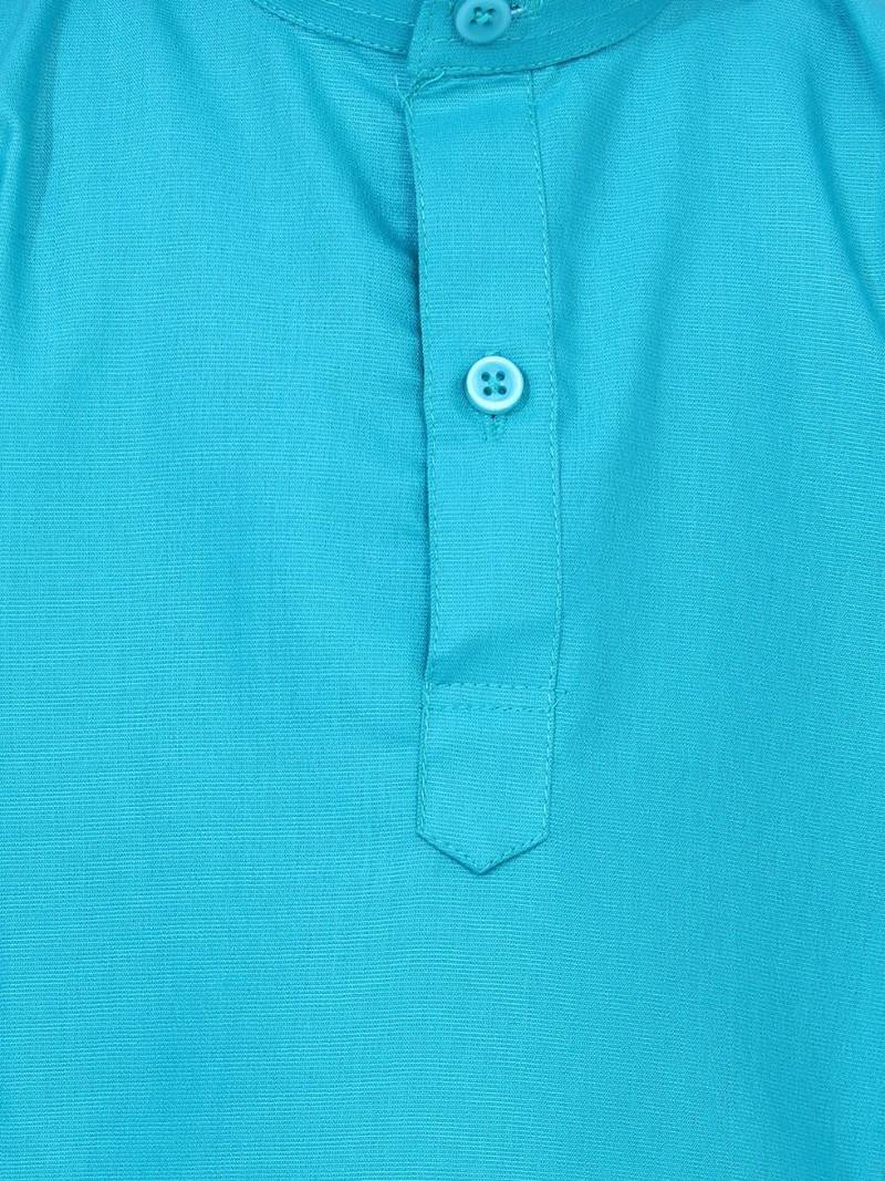 Teal Full Sleeve Stand Collar Kurta Pajama
