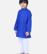 Blue Full Sleeve Stand Collar Kurta Pajama