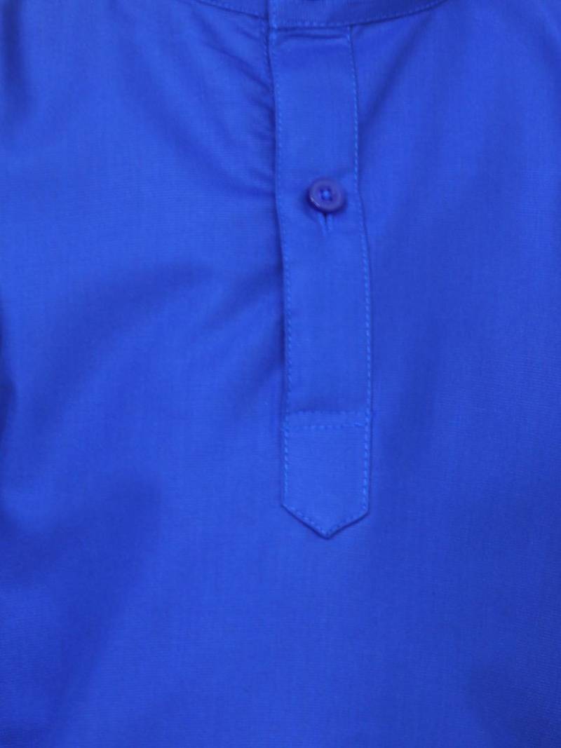 Blue Full Sleeve Stand Collar Kurta Pajama