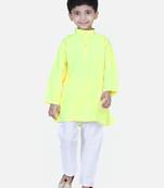 Yellow Full Sleeve Stand Collar Kurta Pajama
