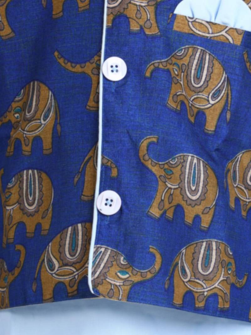 Sky Blue Full Sleeve Jacket Kurta Pajama for Boys