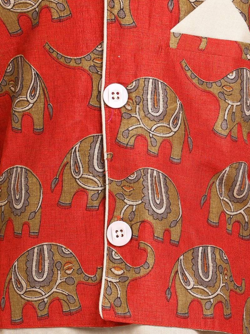 Biege Full Sleeve Jacket Kurta Pajama for Boys