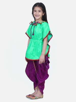 Green Festive Kaftan Dhoti For Girls 1