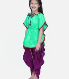 Green Festive Kaftan Dhoti For Girls