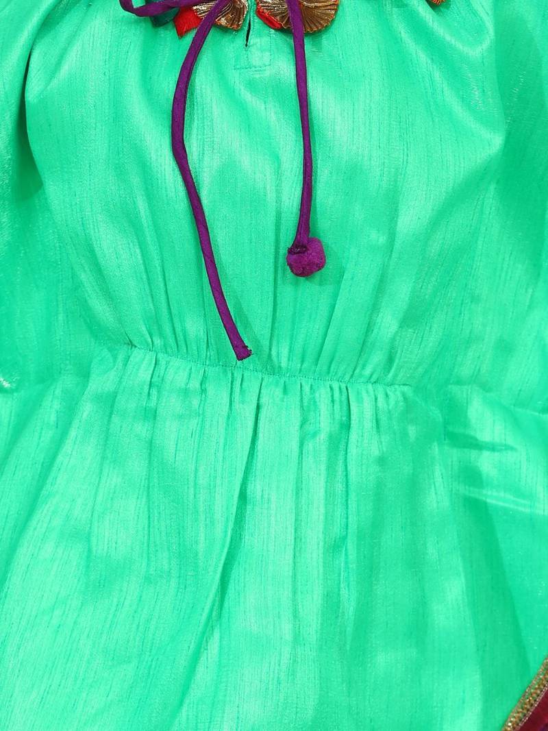 Green Festive Kaftan Dhoti For Girls