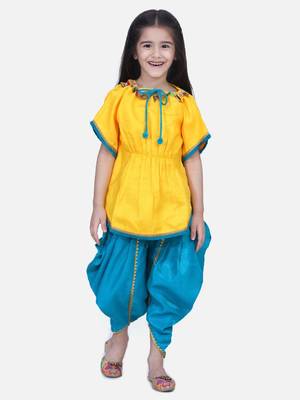 Yellow Festive Kaftan Dhoti For Girls 1