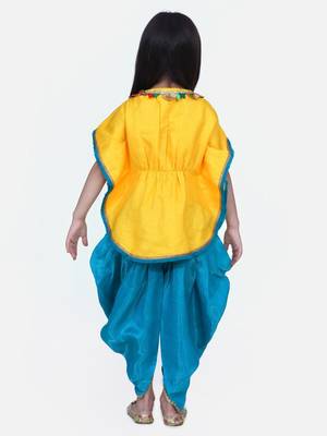 Yellow Festive Kaftan Dhoti For Girls 2