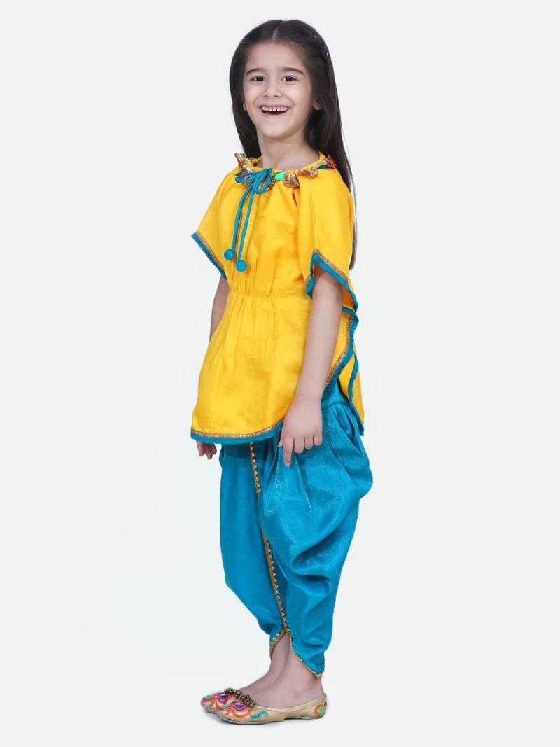 Yellow Festive Kaftan Dhoti For Girls