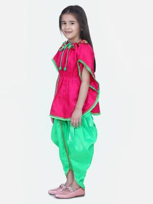 Pink Festive Kaftan Dhoti For Girls 1