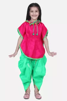 Pink Festive Kaftan Dhoti For Girls