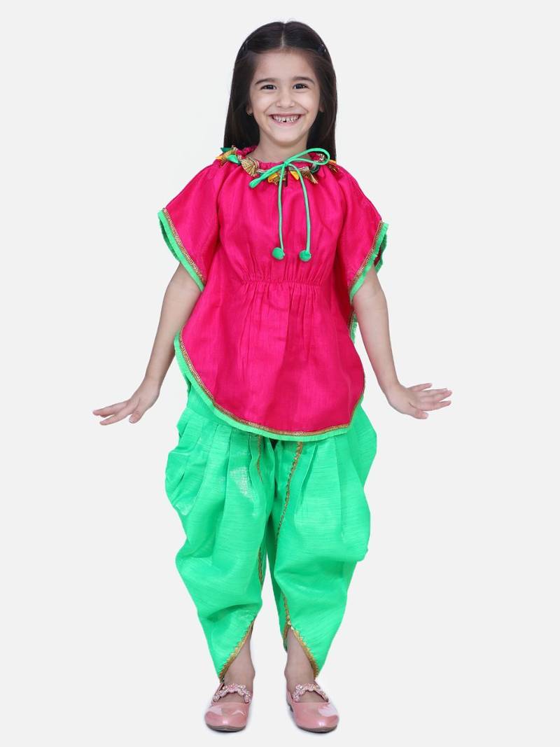 Pink Festive Kaftan Dhoti For Girls