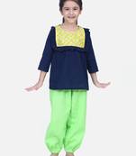 Blue Cotton Full Sleeve Top with Harem