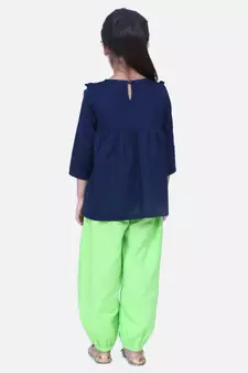 Blue Cotton Full Sleeve Top with Harem