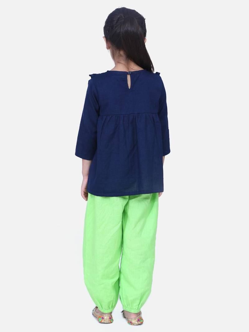 Blue Cotton Full Sleeve Top with Harem