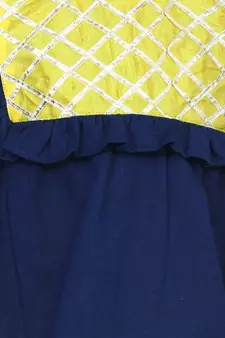 Blue Cotton Full Sleeve Top with Harem