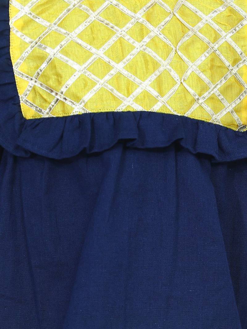 Blue Cotton Full Sleeve Top with Harem